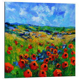 Magnettafel Blick über ein Mohnfeld