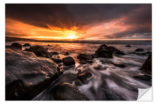 Selvklæbende plakat Amroth Beach Winter Sunrise