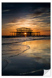 Selvklebende plakat Brighton West Pier Sunset