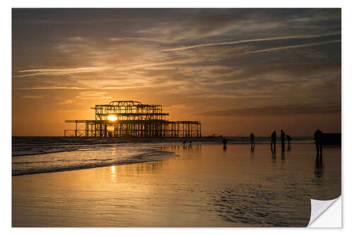 Selvklebende plakat Brighton West Pier Sunset