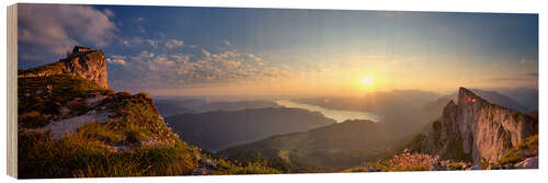 Holzbild Sonnenaufgang am Schafberg