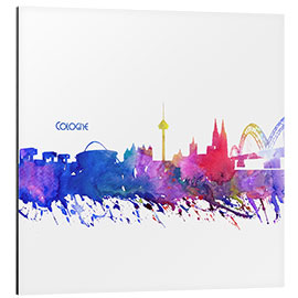 Aluminium print Cologne Skyline Silhouette Impressionistic Blast