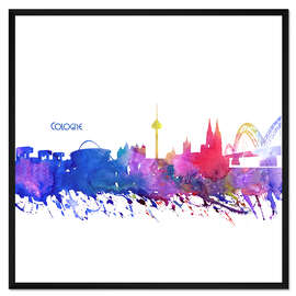 Gerahmter Kunstdruck Köln Skyline Silhouette impressionistic Blast
