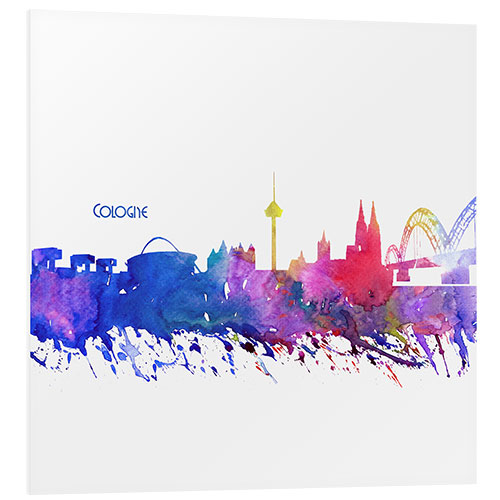 Foam board print Cologne Skyline Silhouette Impressionistic Blast