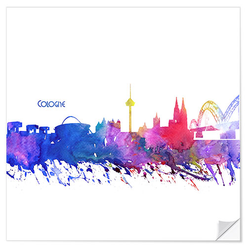 Wandsticker Köln Skyline Silhouette impressionistic Blast