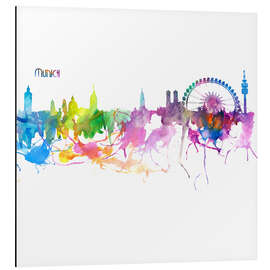 Aluminium print Munich Bavaria Skyline Silhouette Impressionistic Blast