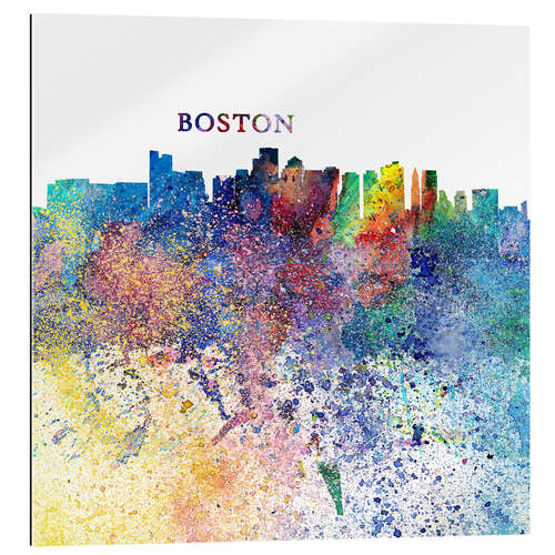 Gallery print Boston Massachusetts Skyline Silhouette Impressionistic Splash