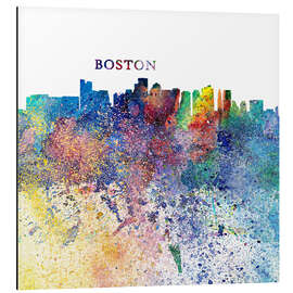 Magnettafel Boston Massachusetts Skyline Silhouette Impressionistic Splash