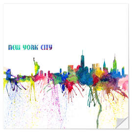 Selvklebende plakat New York City Skyline Silhouette Impressionistic Blast