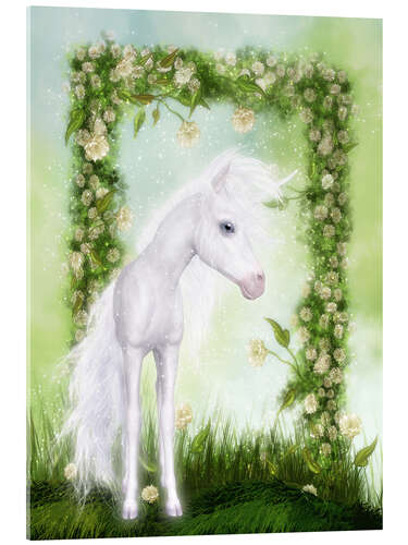 Acrylglas print Unicorn foals in the magic forest