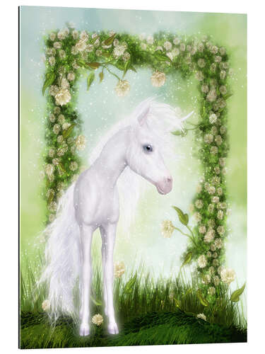 Quadro em plexi-alumínio Unicorn potros na floresta mágica