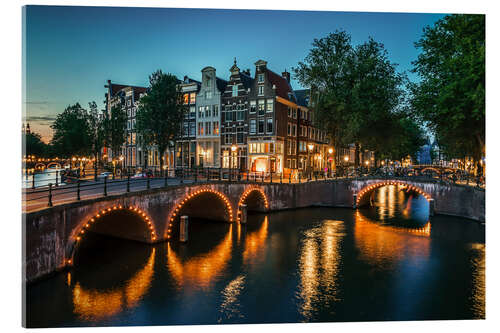 Acrylic print Nightfall in Amsterdam, Netherlands