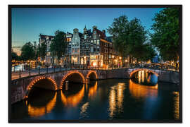 Gerahmter Kunstdruck Dämmerung in Amsterdam, Niederlande