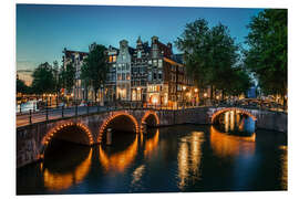 Foam board print Nightfall in Amsterdam, Netherlands