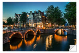 Selvklebende plakat Nightfall in Amsterdam, Netherlands