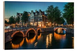 Quadro de madeira Nightfall in Amsterdam, Netherlands