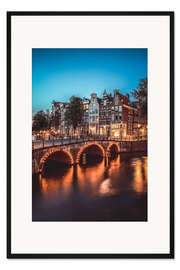 Gerahmter Kunstdruck Abendspaziergang Amsterdam, Niederlande