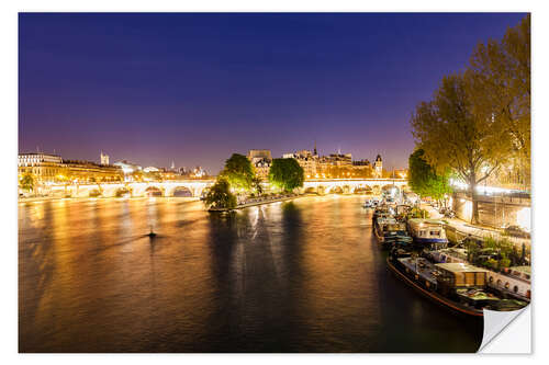 Selvklebende plakat Pont Neuf and the Île de la Cité in Paris