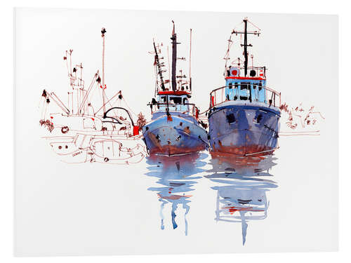 Bilde på skumplate Fishing cutter watercolor