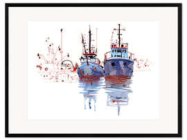 Gerahmter Kunstdruck Fischkutter Aquarell