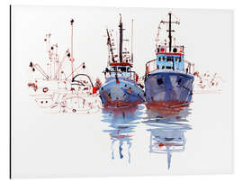 Magnettafel Fischkutter Aquarell