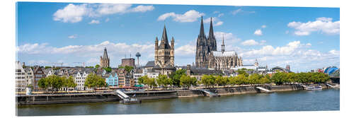 Acrylic print Cologne Rheinufer with cathedral and town hall