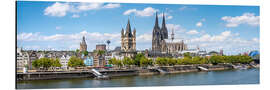 Tableau en aluminium Cathédrale et mairie de Cologne sur la rive du Rhin