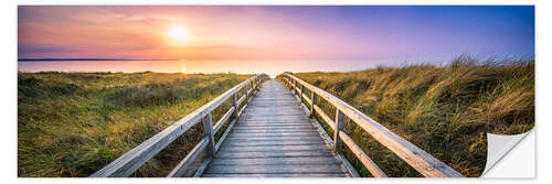 Vinilo para la pared Dunes panorama on the beach with wooden pier