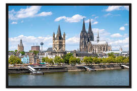 Gerahmter Kunstdruck Stadtansicht von Köln im Sommer, Nordrhein-Westfalen, Deutschland