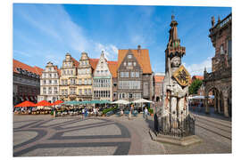 Hartschaumbild Historischer Marktplatz in Bremen mit Roland Statue