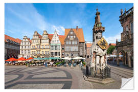 Selvklebende plakat Historic Market Square in Bremen with Roland Statue