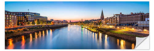 Selvklebende plakat Uferpromenade in Bremen bei Sonnenuntergang