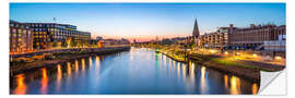 Selvklebende plakat Uferpromenade in Bremen bei Sonnenuntergang