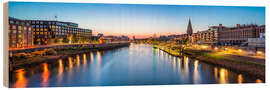 Quadro de madeira Uferpromenade in Bremen bei Sonnenuntergang