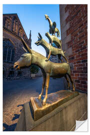 Självhäftande poster The statue of the Bremen Town Musicians