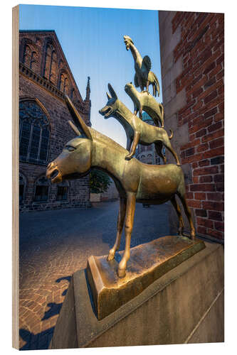 Obraz na drewnie The statue of the Bremen Town Musicians