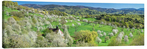 Stampa su tela Berghausen Chapel, Cherry Blossom, Black Forest