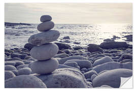 Wall sticker Pyramid of pebbles on the sea front