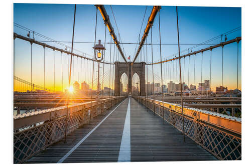 PVC print Brooklyn Bridge at sunrise in front of the Brooklyn skyline