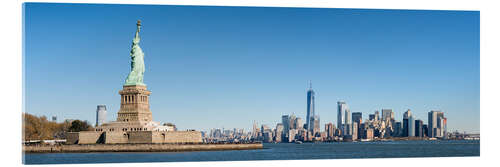 Acrylglas print Liberty Island mit Skyline von Manhattan