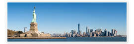 Poster Liberty Island mit Skyline von Manhattan