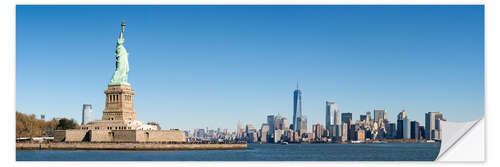 Självhäftande poster Liberty Island mit Skyline von Manhattan