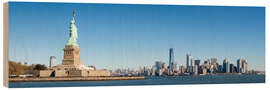 Wood print Liberty Island mit Skyline von Manhattan