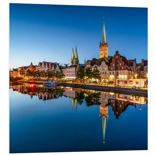 Foam board print Historic old town of Lübeck in the evening