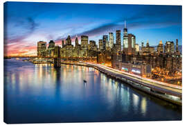 Leinwandbild Manhattan skyline bei Nacht, New York City, USA