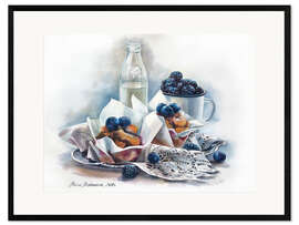 Gerahmter Kunstdruck Muffins und Milch