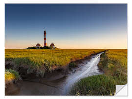 Vinilo para la pared Lighthouse Westerhever in the evening light