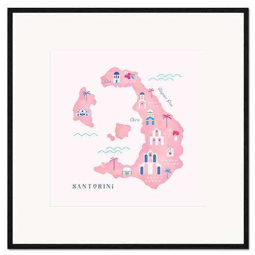 Framed art print Santorini Map