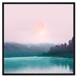Gerahmter Kunstdruck Landschaft in Pastell 06