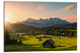 Aluminium print Sunrise in the Karwendel Mountain at Geroldsee